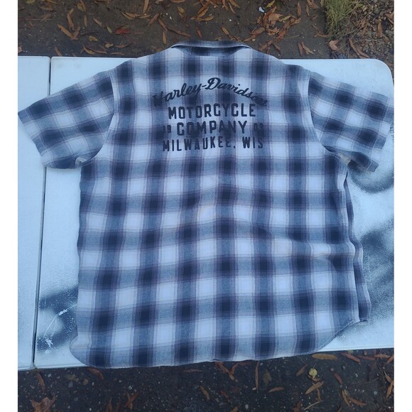 Vintage Harley Davidson Button Up Flannel Work Shirt Garage Grunge - Picture 3 of 7